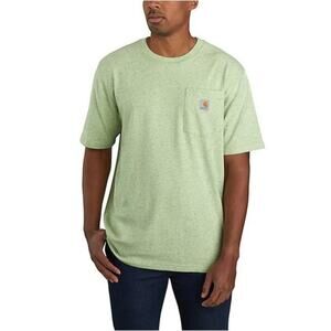 Carhartt Men's Green Fog Nep Loose Fit Heavyweight Short Sleeve Tees Shirt